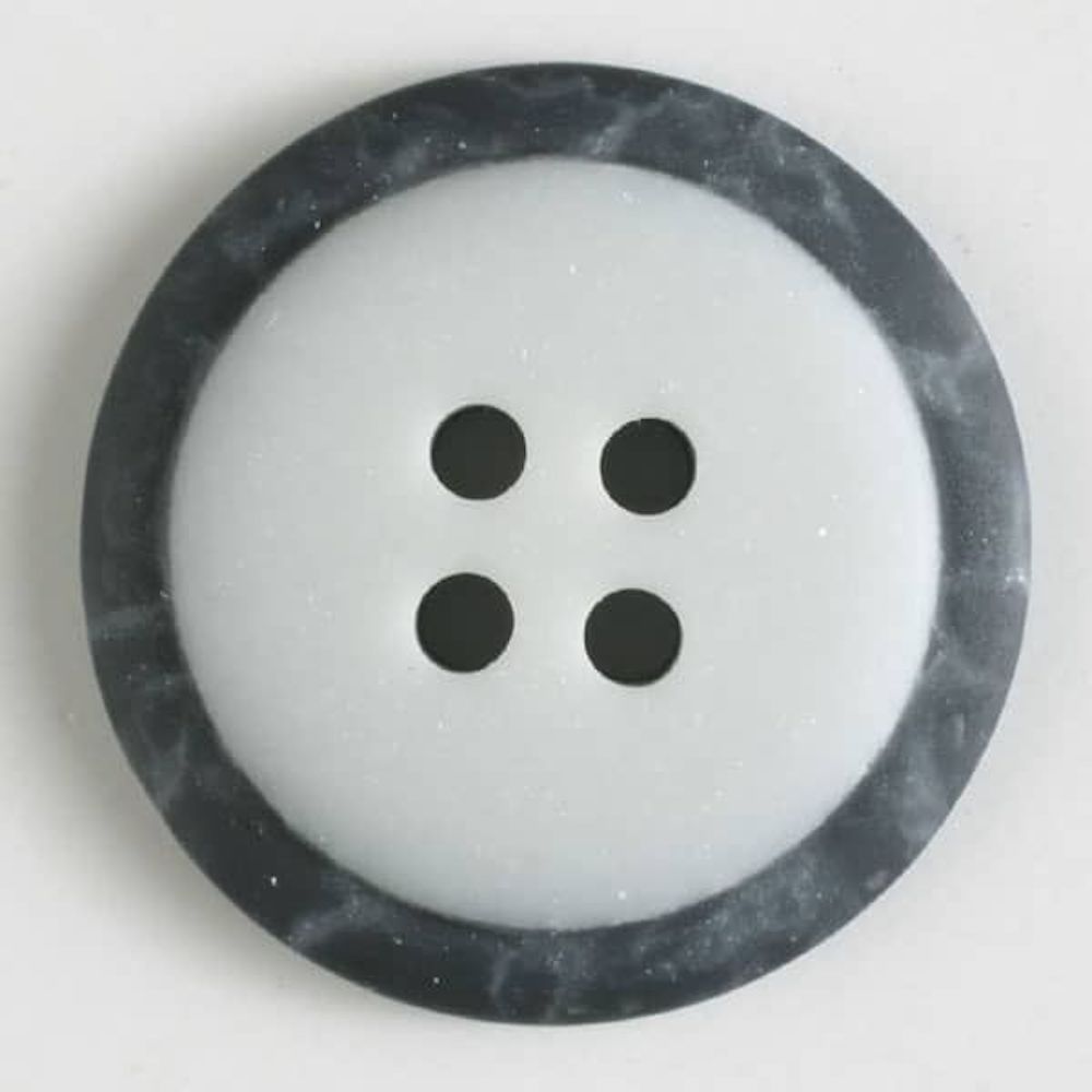 Polyesterknopf mit marmoriertem schwarzem Rand mit 4 Löchern