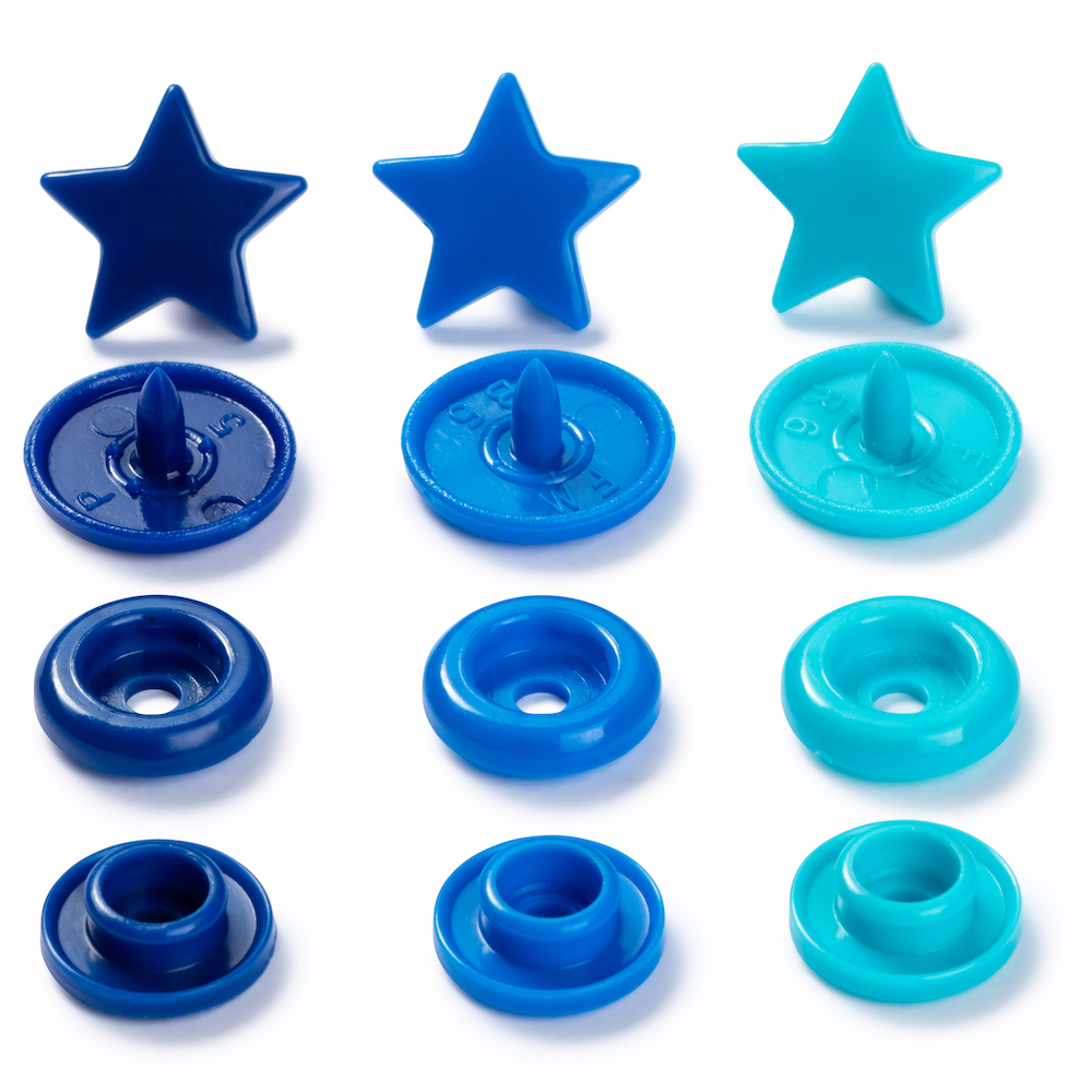 Druckknopf Color, Prym Love, Stern, 12,4mm, blau/türkis, 30 Stk.