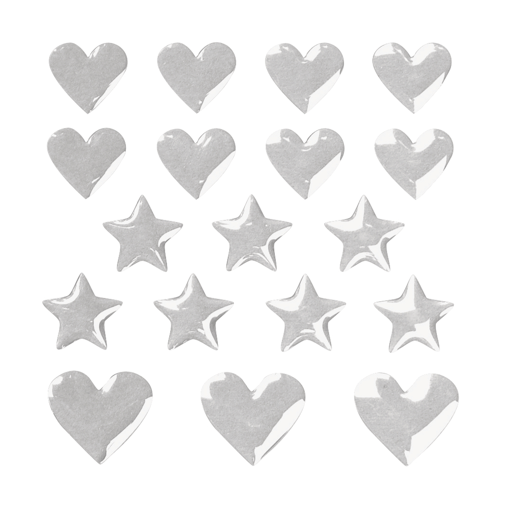 Epoxy-Stickers, klar, Herzen&Sterne, 1,5-1,8cm, 15 Sticker