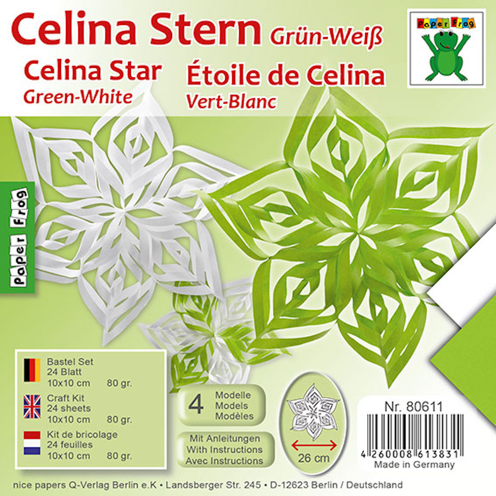 Celina Stern Grün-Weiß, 24 Blatt, 10x10cm, 80gr