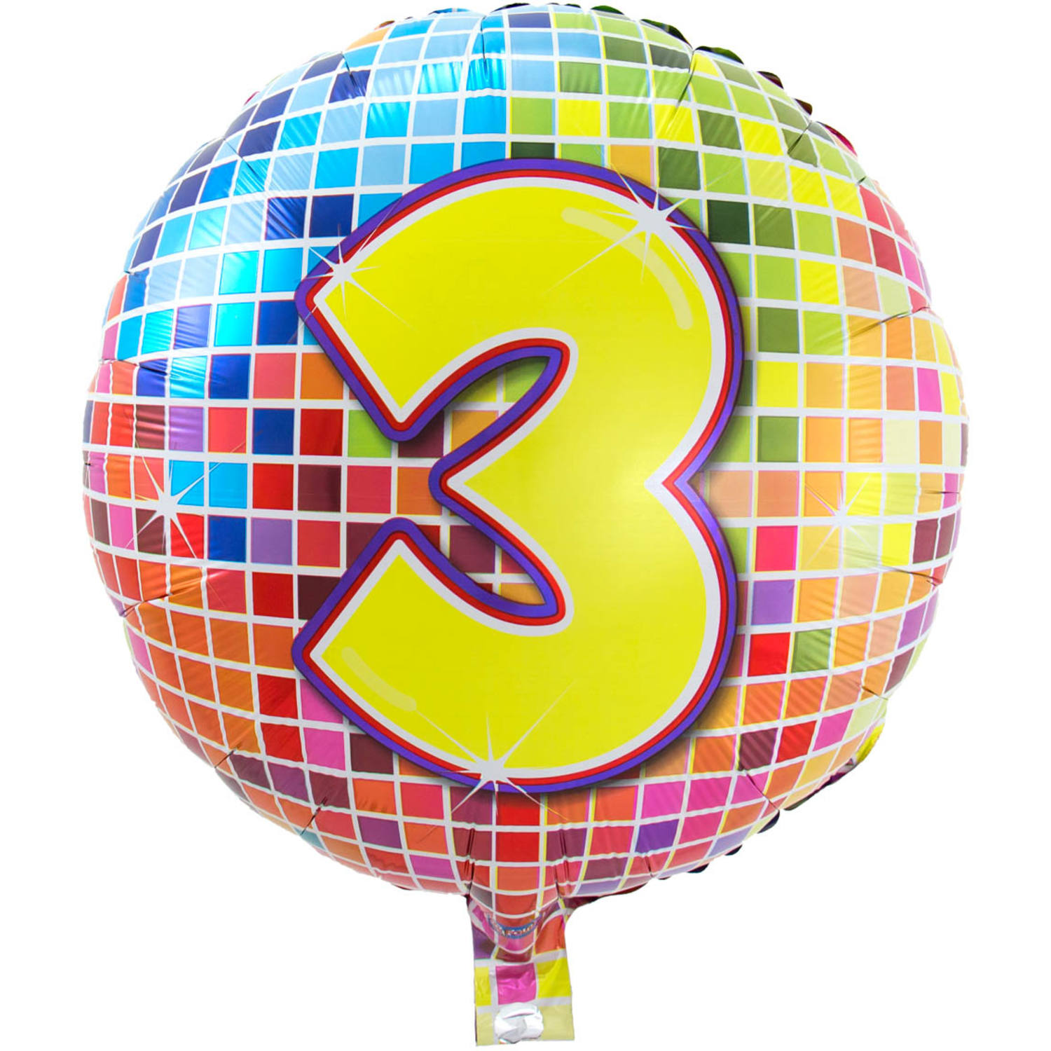 Folienballon rund - Zahl 3 Blocks  (Unverpackt)