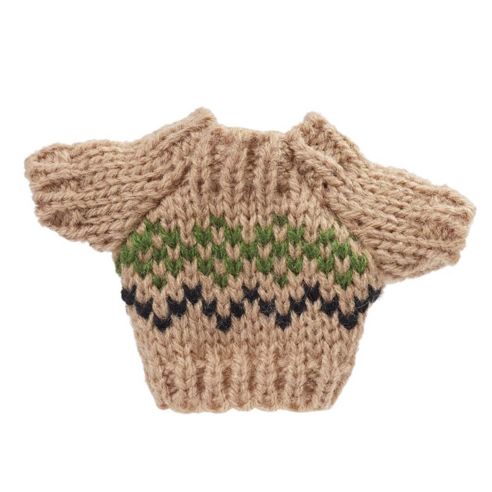 Miniatur Wichteltür Pullover, natur gemustert 3,5 x 5cm