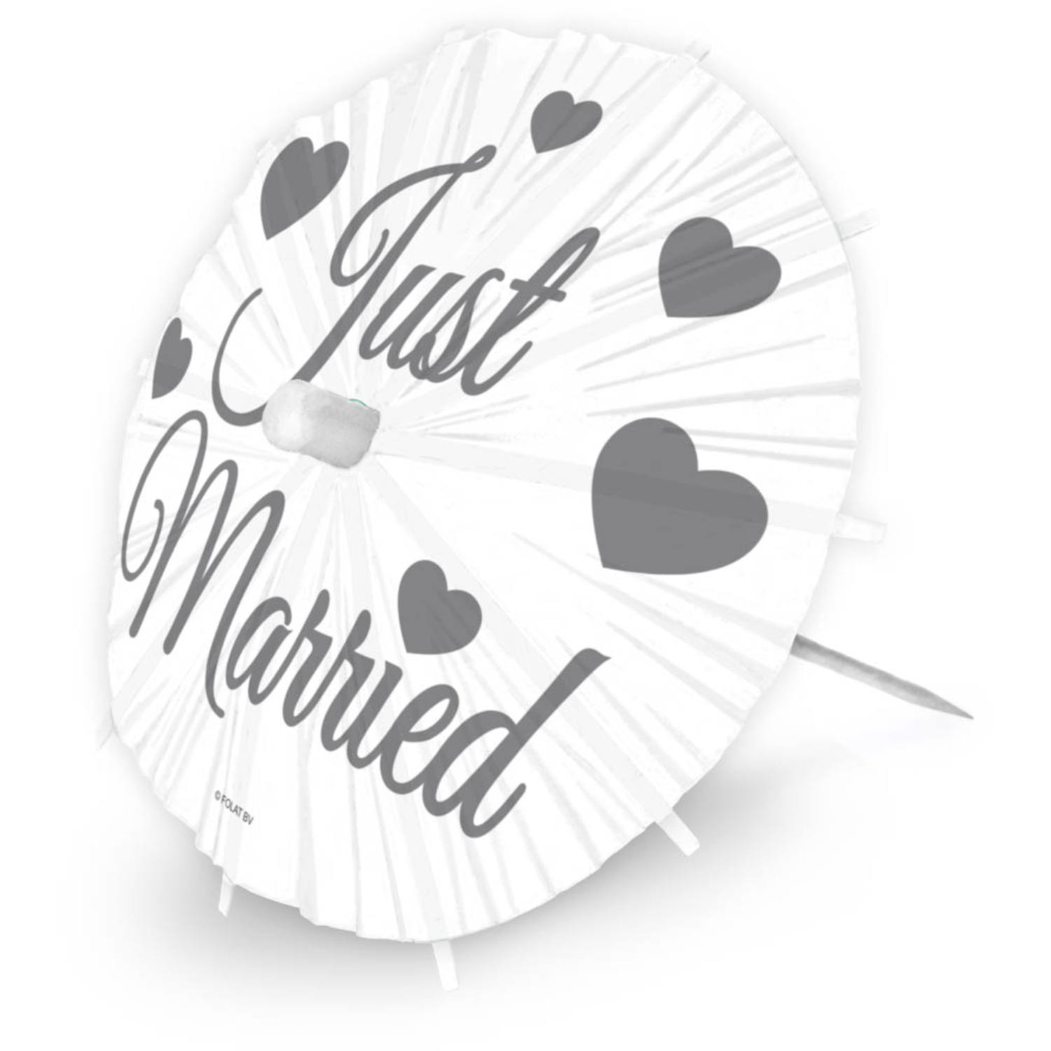 Just Married Partypicker Sonnenschirm XL - 8 Stück, 17cm