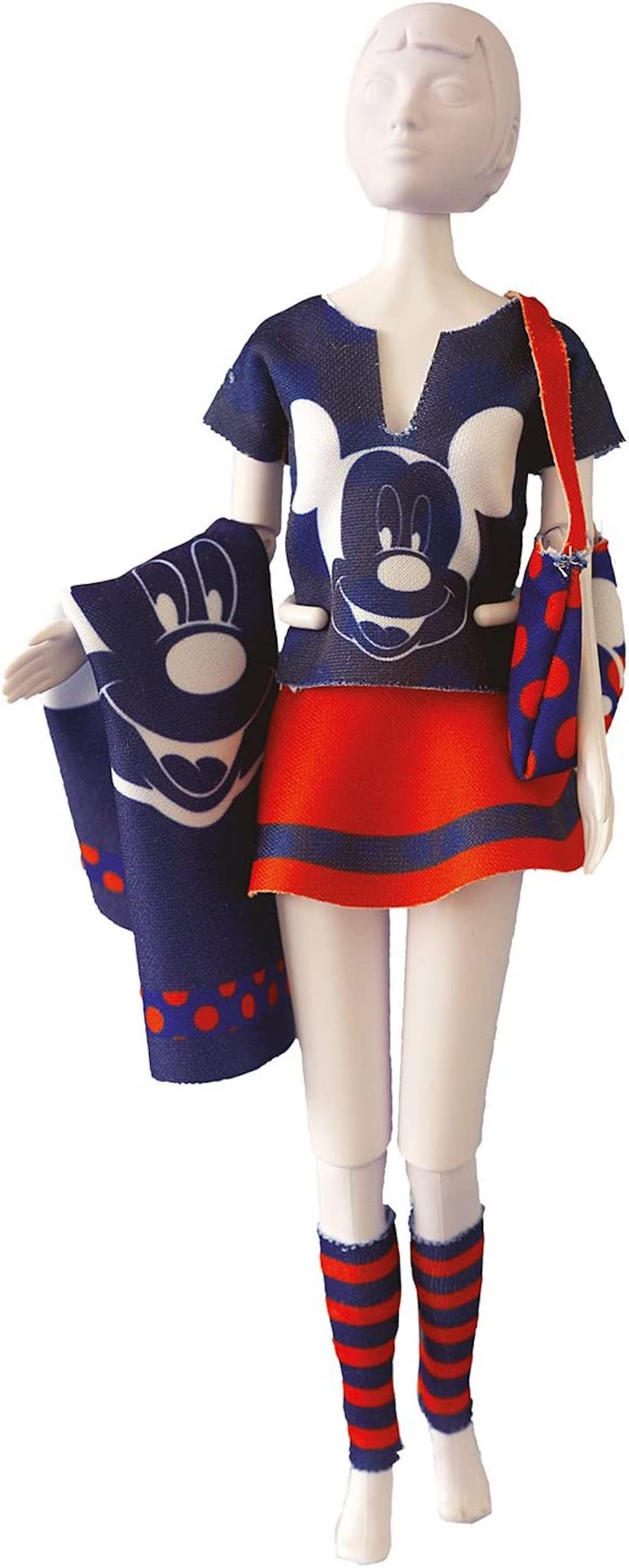 Dress your Doll  Nähe selbst ein Outfit für Deine Mode Puppe!  29cm  Tiny Mickey Red&Blue