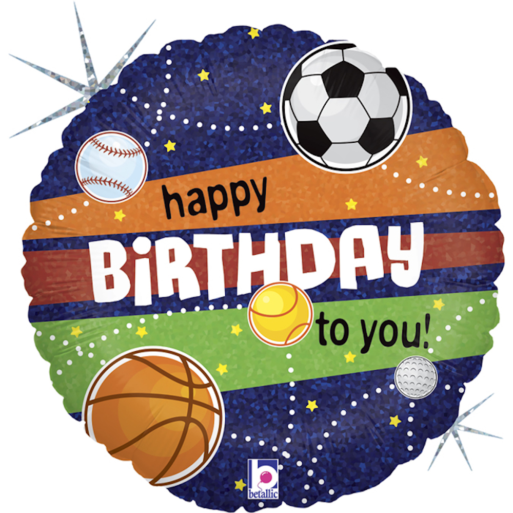 Folienballon rund - Happy Birthday Sport - 46cm