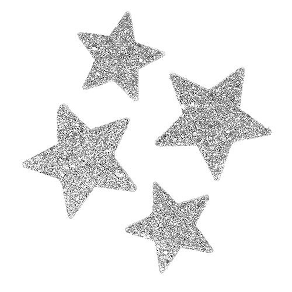 Sterne zum Streuen Silber sort. 4-5cm 72St