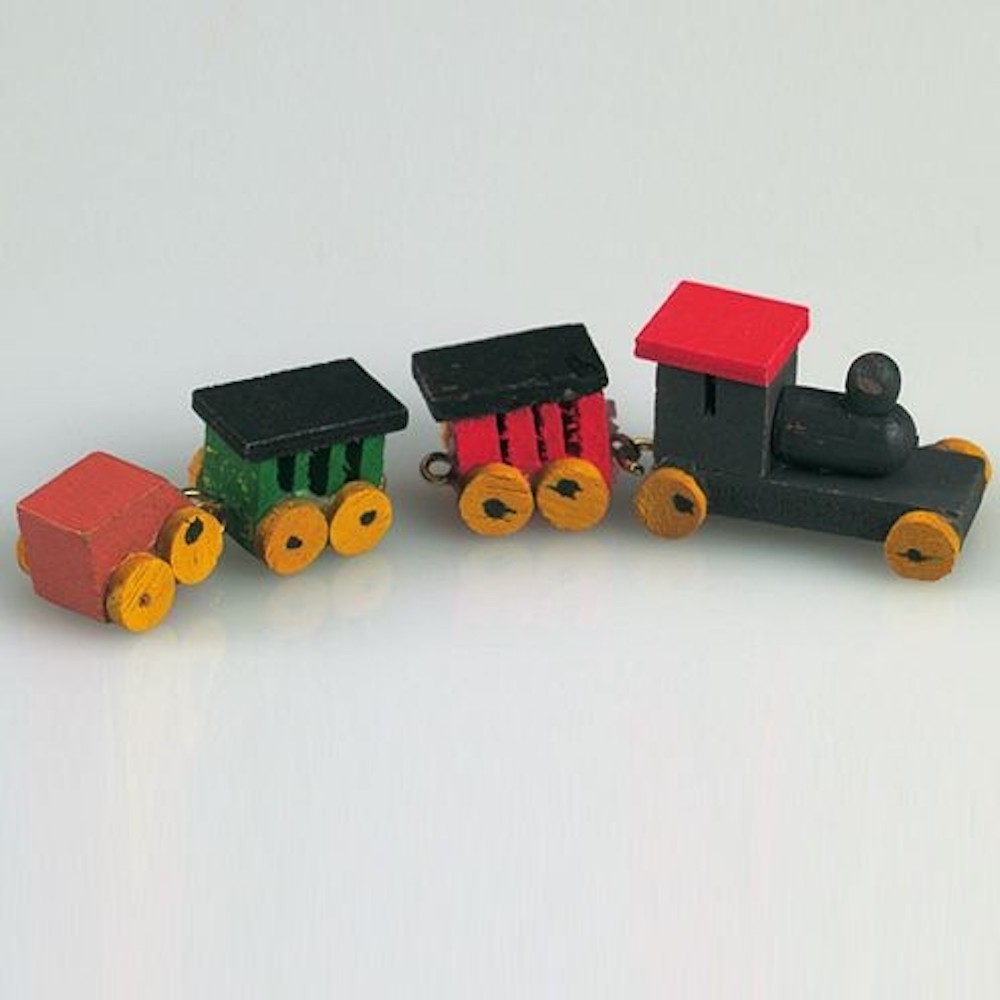 Miniatur Wichteltür Holzeisenbahn bunt  8cm  4-teilig