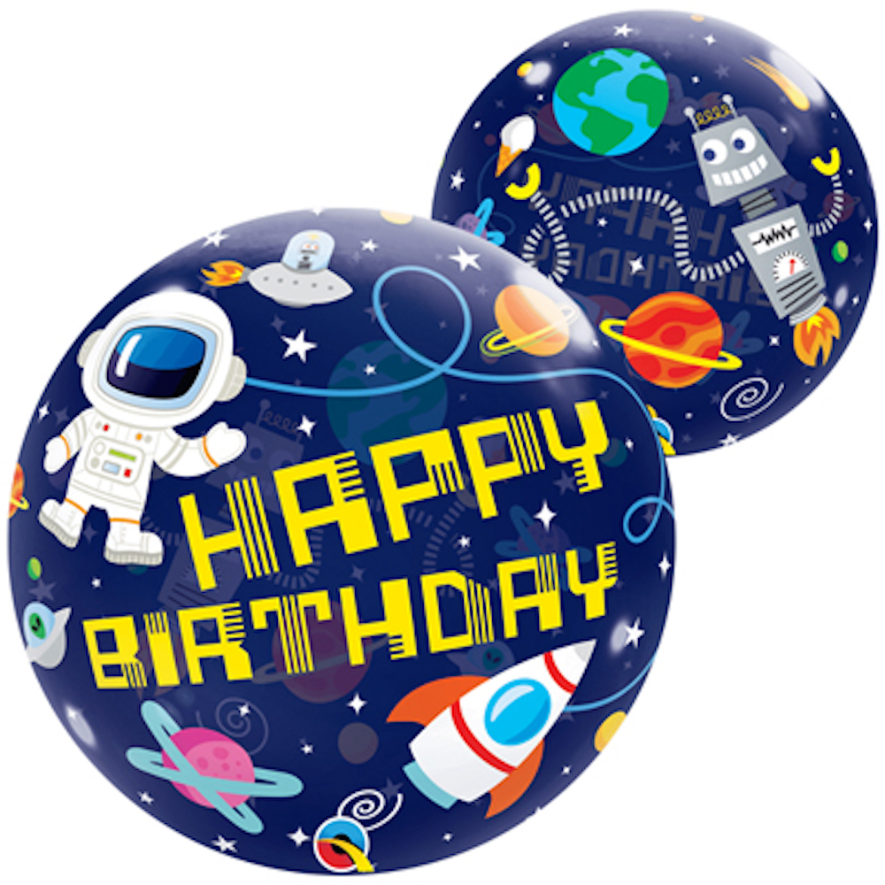 Folienballon Bubbles - Happy Birthday Astronaut - 56cm