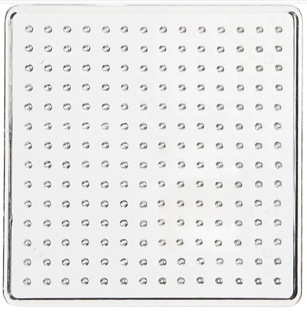 Steckbrett  Legeplatte für Bügelperlen, kleines Quadrat, 8 x 8 cm, Transparent, 1 Stck.    