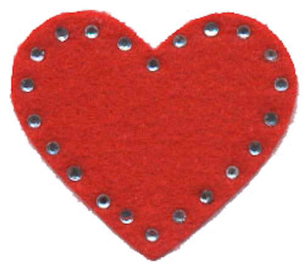 Applikation - Applikation Herz mit Strass rot, 4x3,5cm, 1 Stück