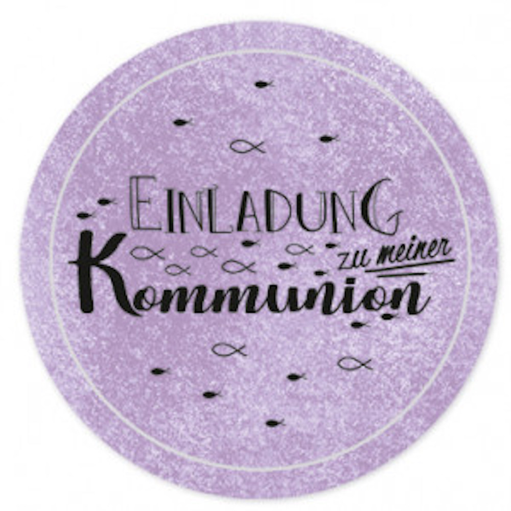 Sticker "Einladung zu meiner Kommunion", rund 24 Stück, 4,8cm -verschiedene Farben-