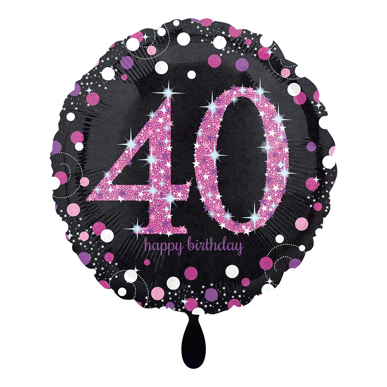 Folienballon rund - Zahl 40  pink - Sparkling Birthday - 45cm