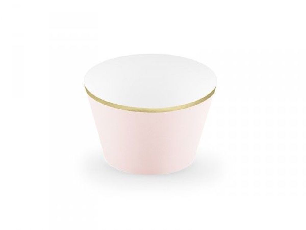 Cupcake-Manschetten mit Goldrand rosa/grau, 6 Stück
