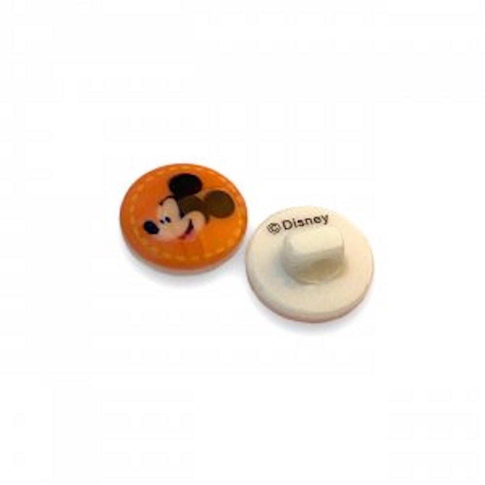 Kinderknopf Öse Disney Mickey orangefarbener Grund, 12 mm, 1 Stück