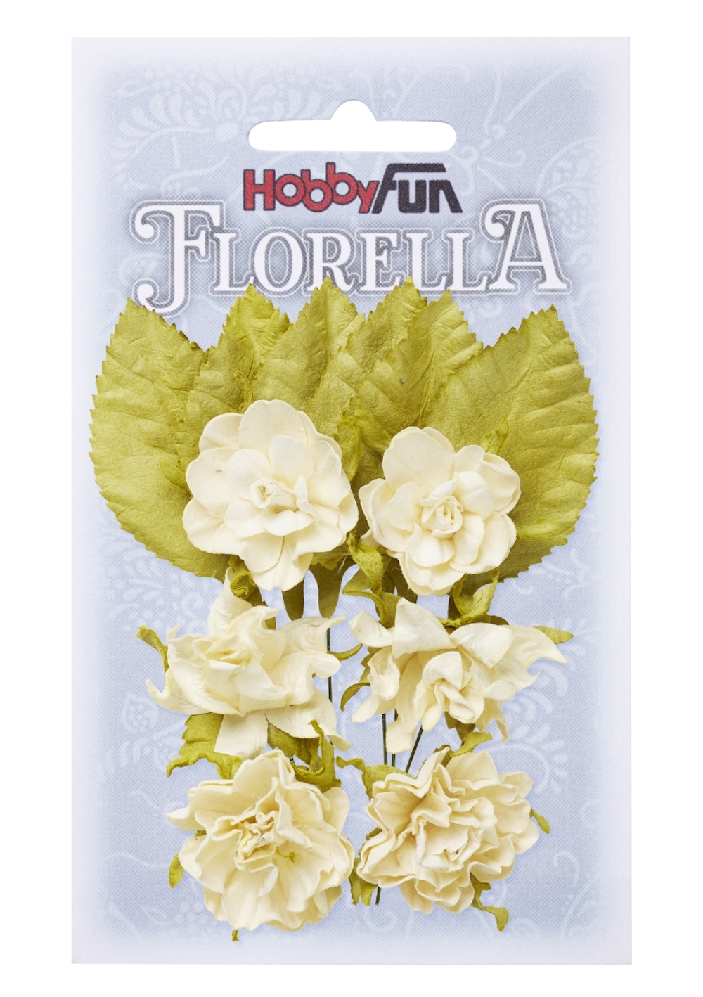 FLORELLA-Blüten & Blätter aus Maulbeer-Papier 3 cm, creme, Btl. à 6 St.