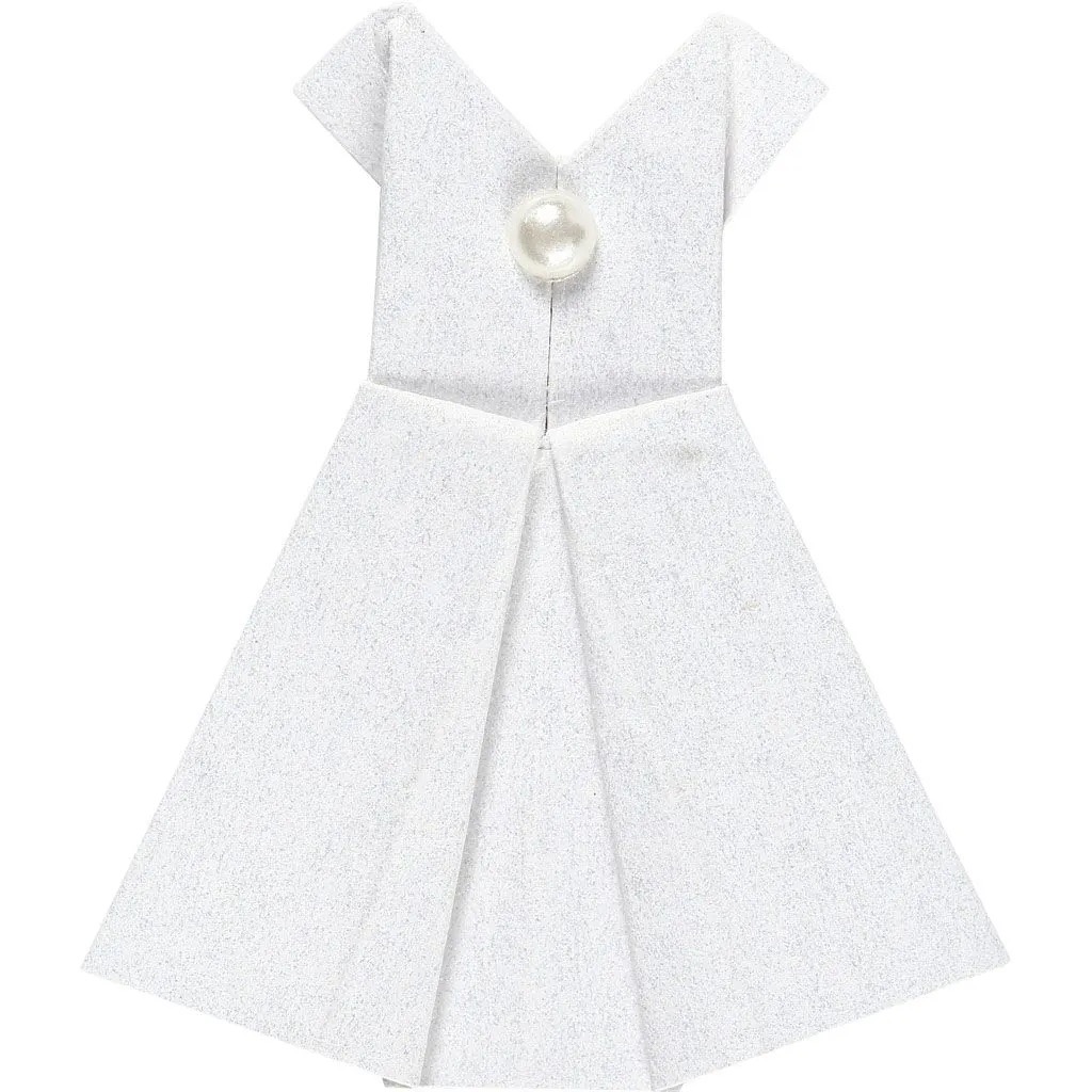  3D Sticker, Weißes Kleid, Größe 35x31 mm, Weiß, 6 Stk/ 1 Pck 
