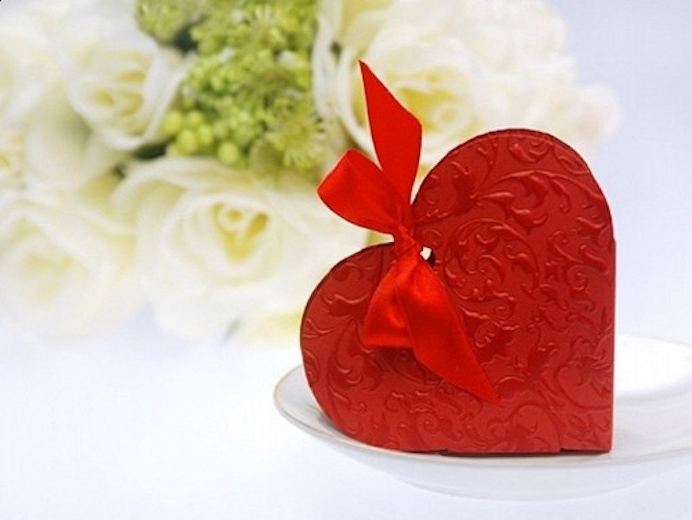 Schachteln Herz mit Band, rot, 10x9x3cm, 10 Stück
