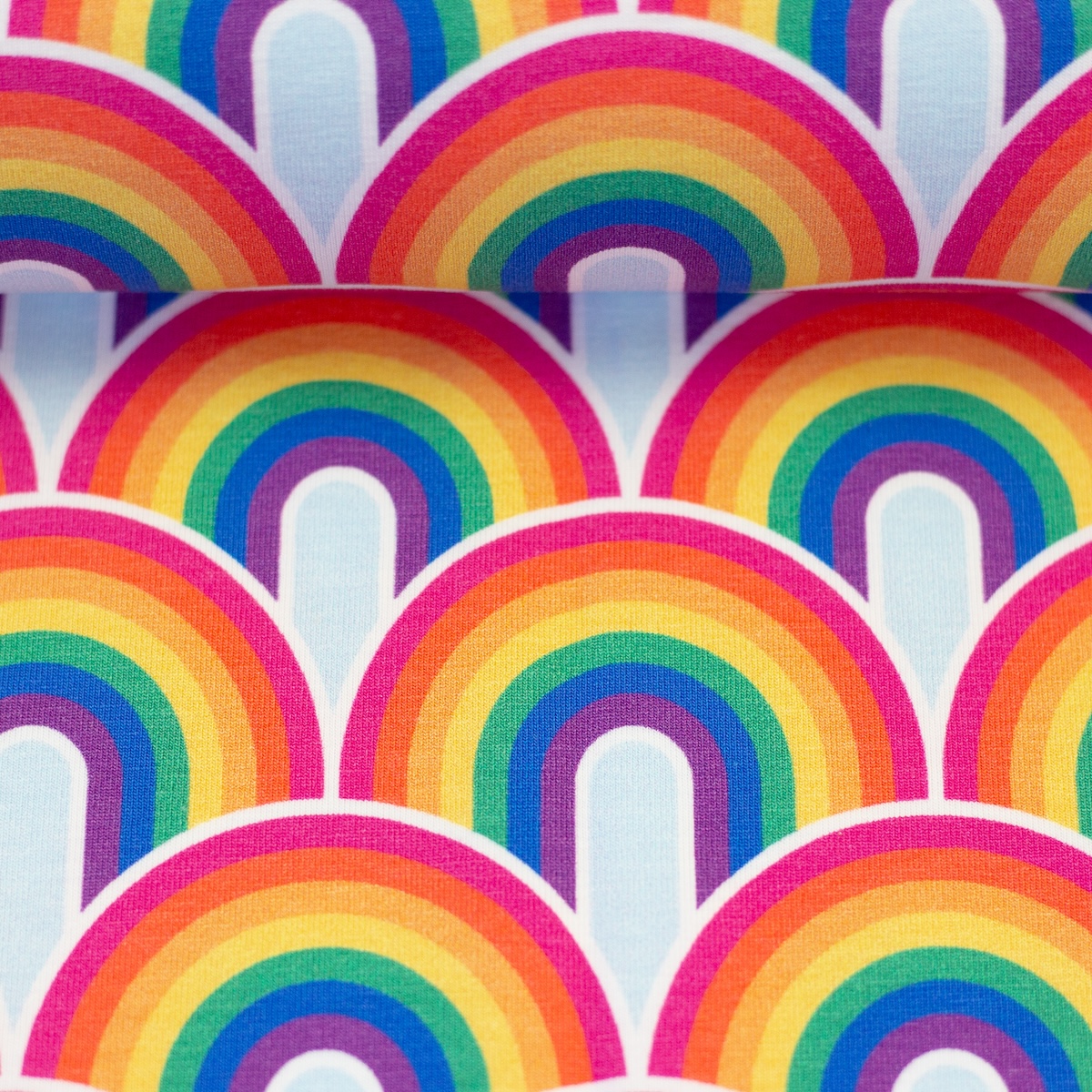 Baumwolljersey - Rainbows bunt by lycklig design - Meterware (0,5m)