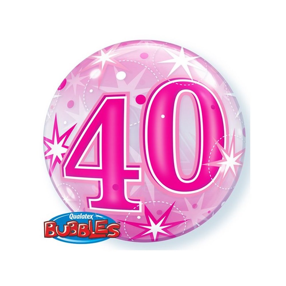 Folienballon Bubble - Zahl 40 - Pink - 56cm 