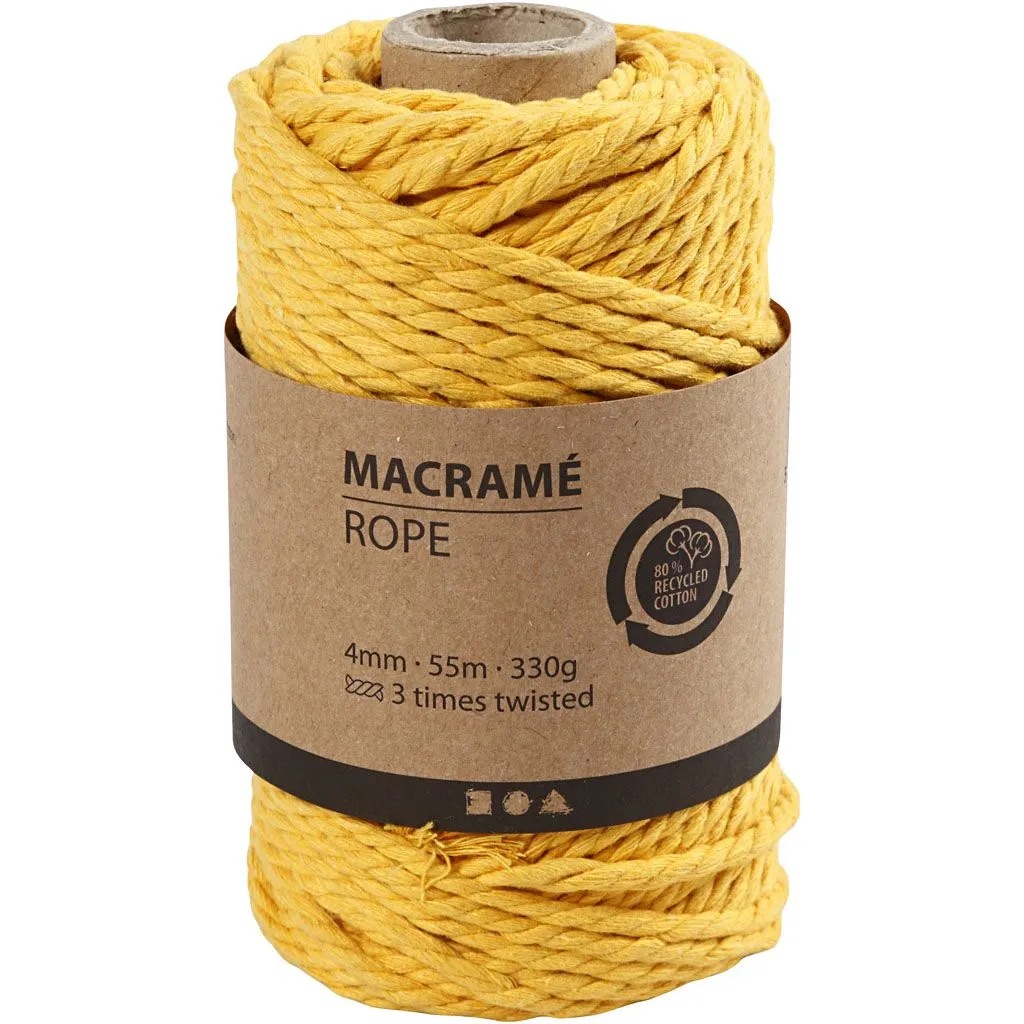 Macramé-Kordel, L: 55 m, D 4 mm, 330 g/ 1 Rolle 