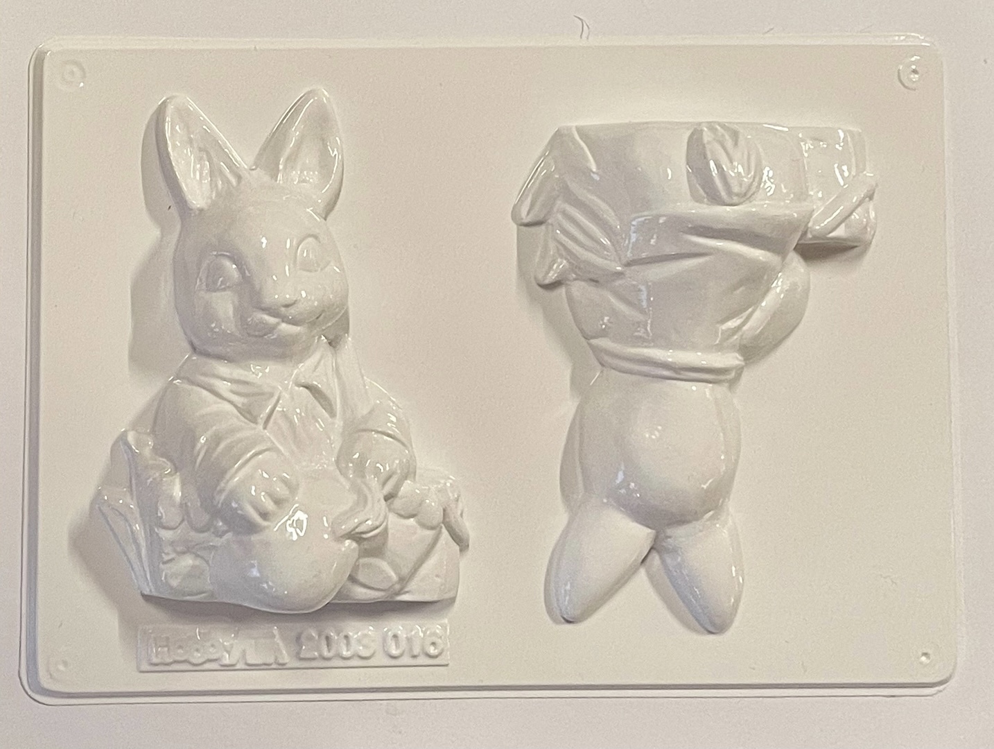 Giessform 3D Hase, Vorder- und Rückseite, 12x9cm