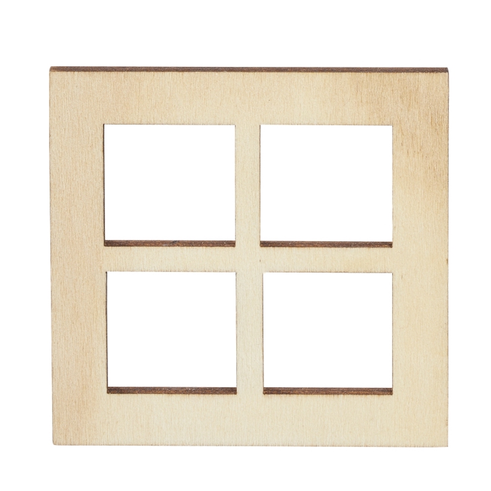 Wichteltür Fenster quadratisch aus Holz, 7x7cm, 3 Stück