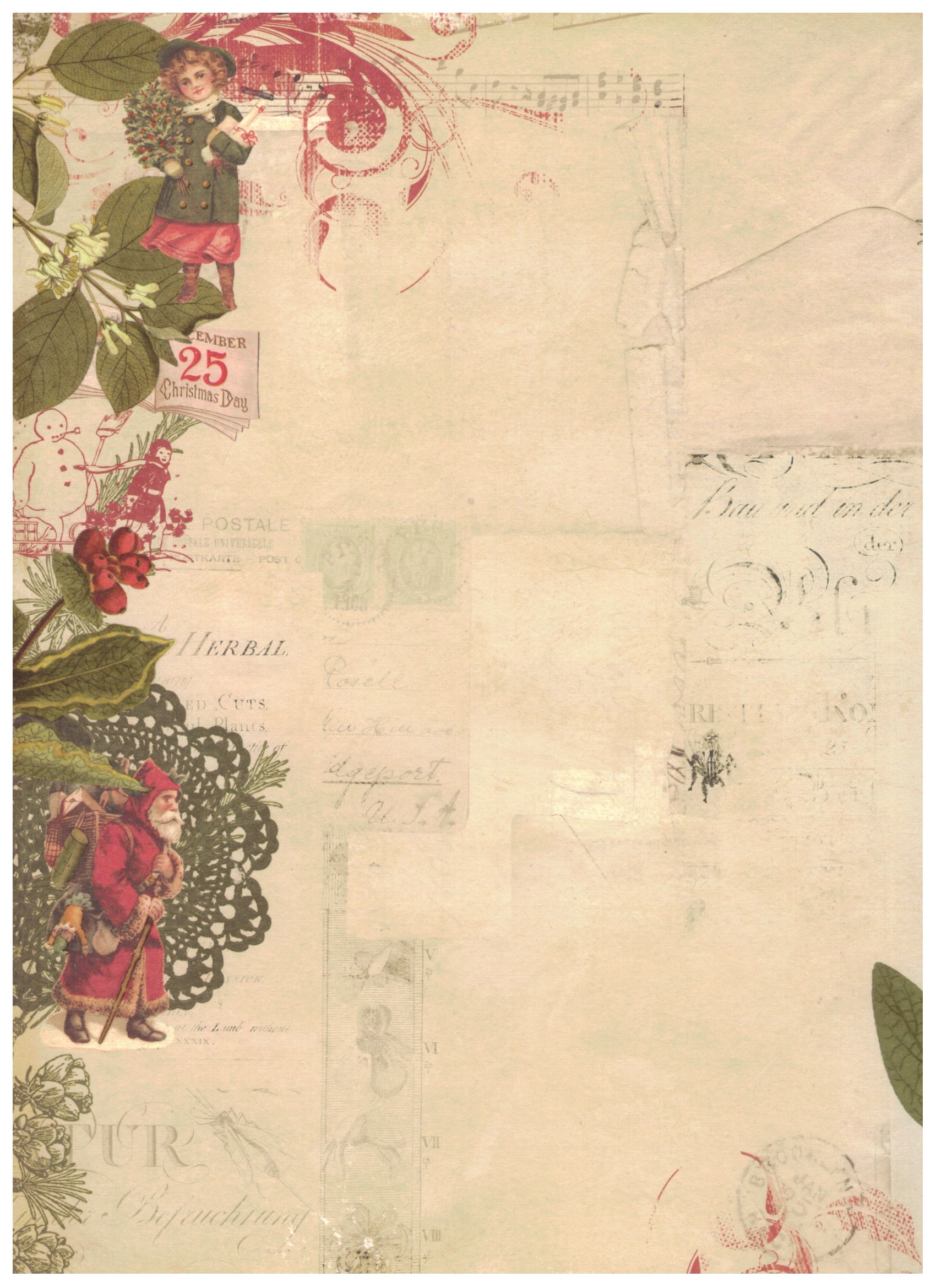 Scrapbook-Papier Einseitiges Papier, 30,5 x 30,5 cm, Nostalgie Weihnacht