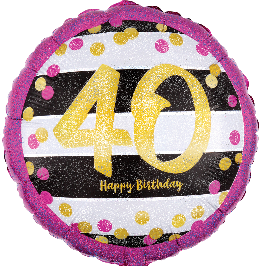Folienballon rund - Zahl 40 - Pink & Gold