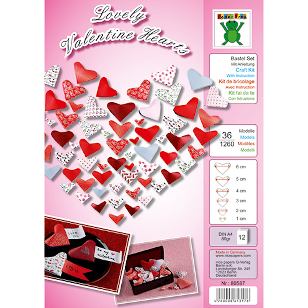 Bastelset mit Anleitung, Lovely Valentine, 12 Blatt, A4, 80g