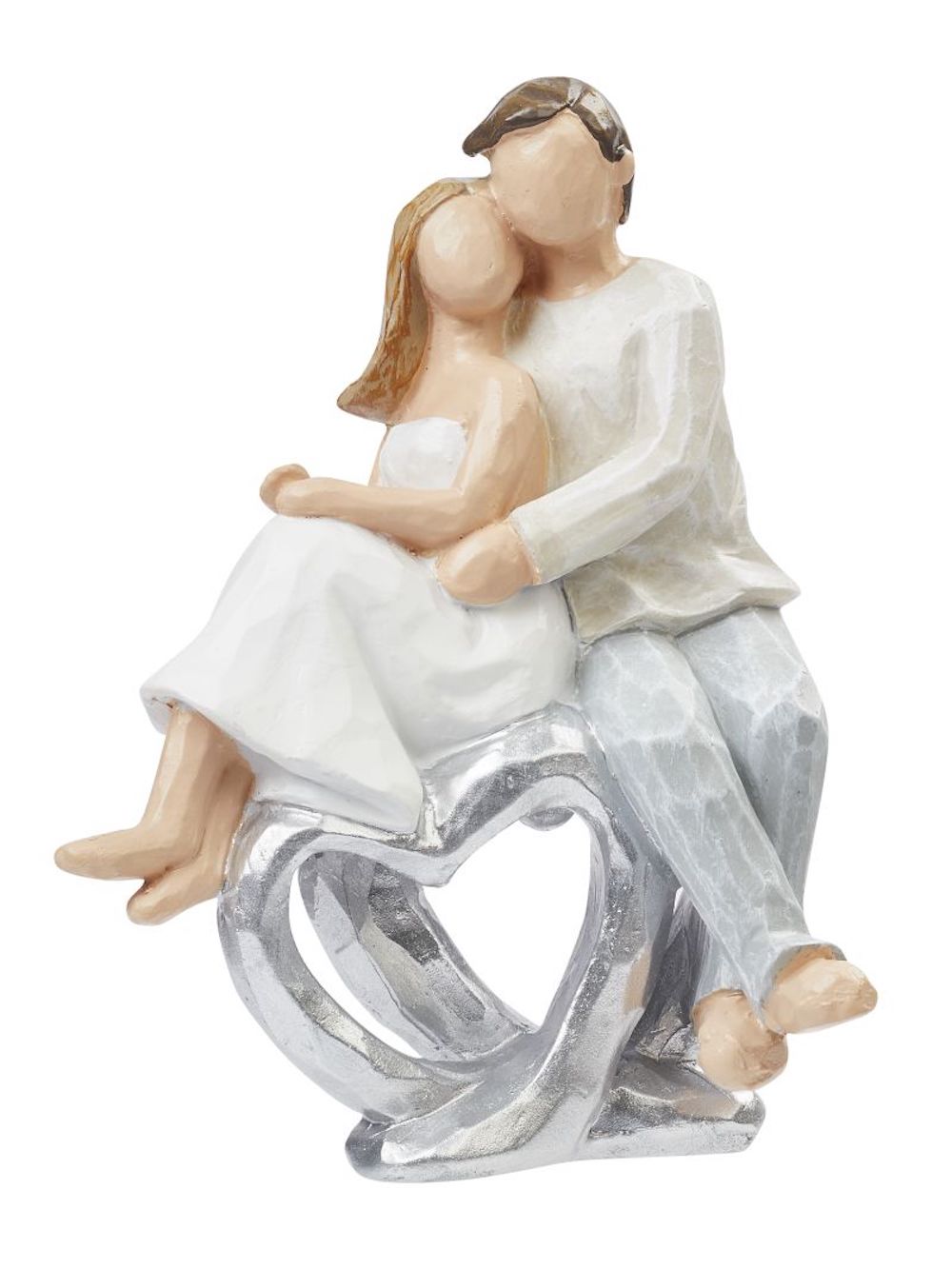 Dekofigur modern Paar auf Herz sitzend  ca. 8,5 cm