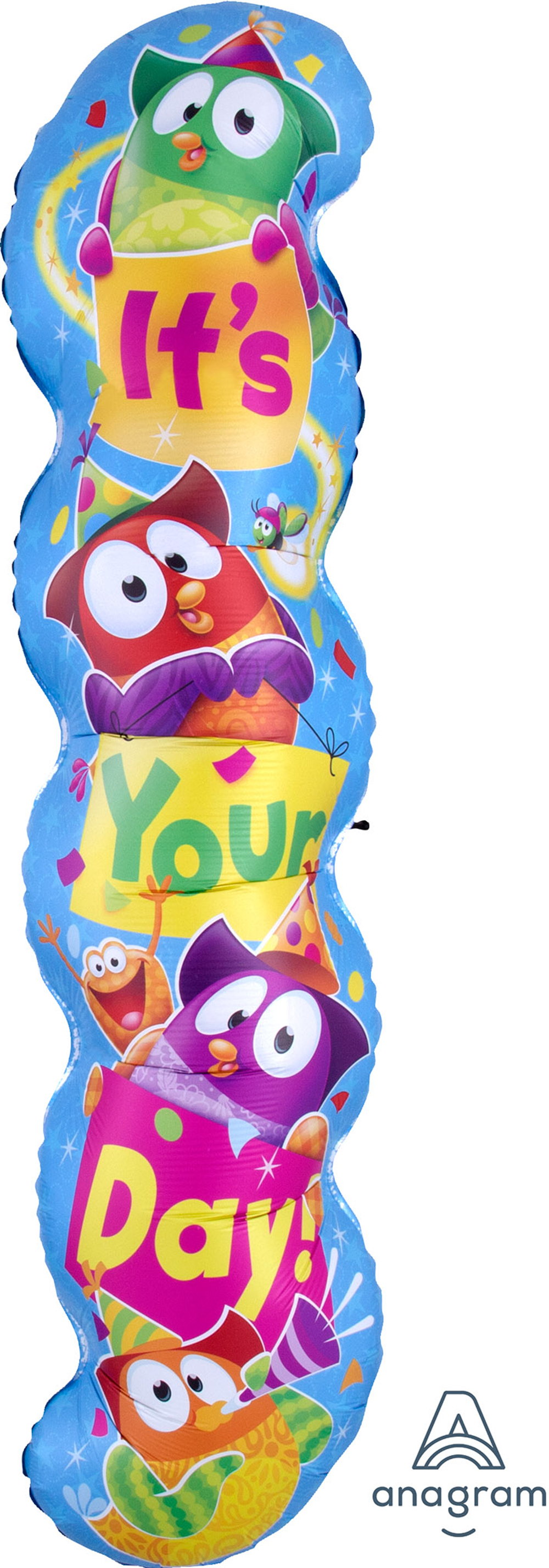 Folienballon XXL - Happy Birthday Owl-Stars! - 101cm