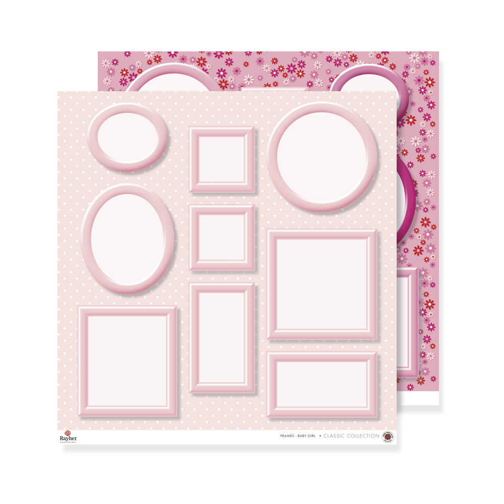 Scrapbook-Papier doppelseitig, 30,5 x 30,5 cm, Bilderrahmen pink, 1 Bogen