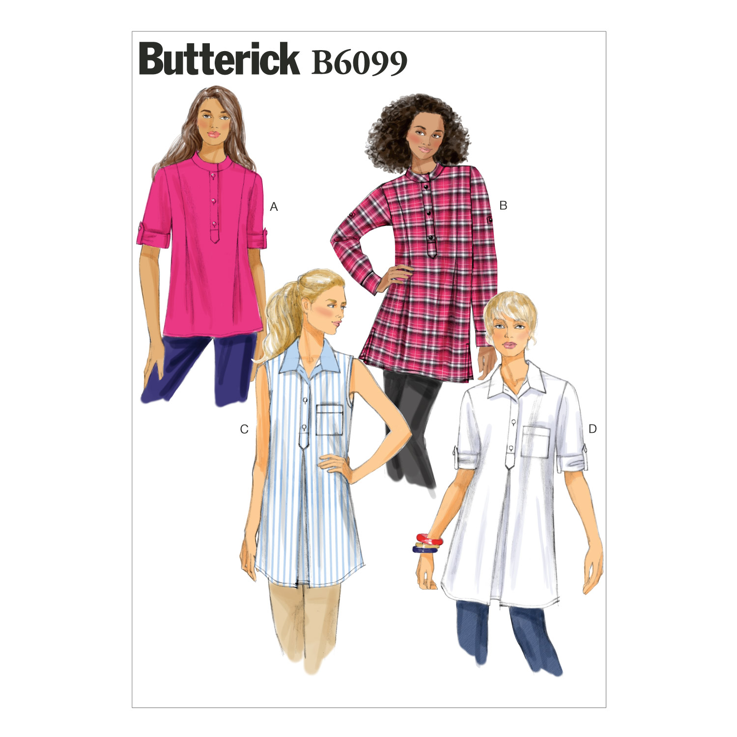 Butterick® Papierschnittmuster Blusen mit Knopfleiste  Damen B6099