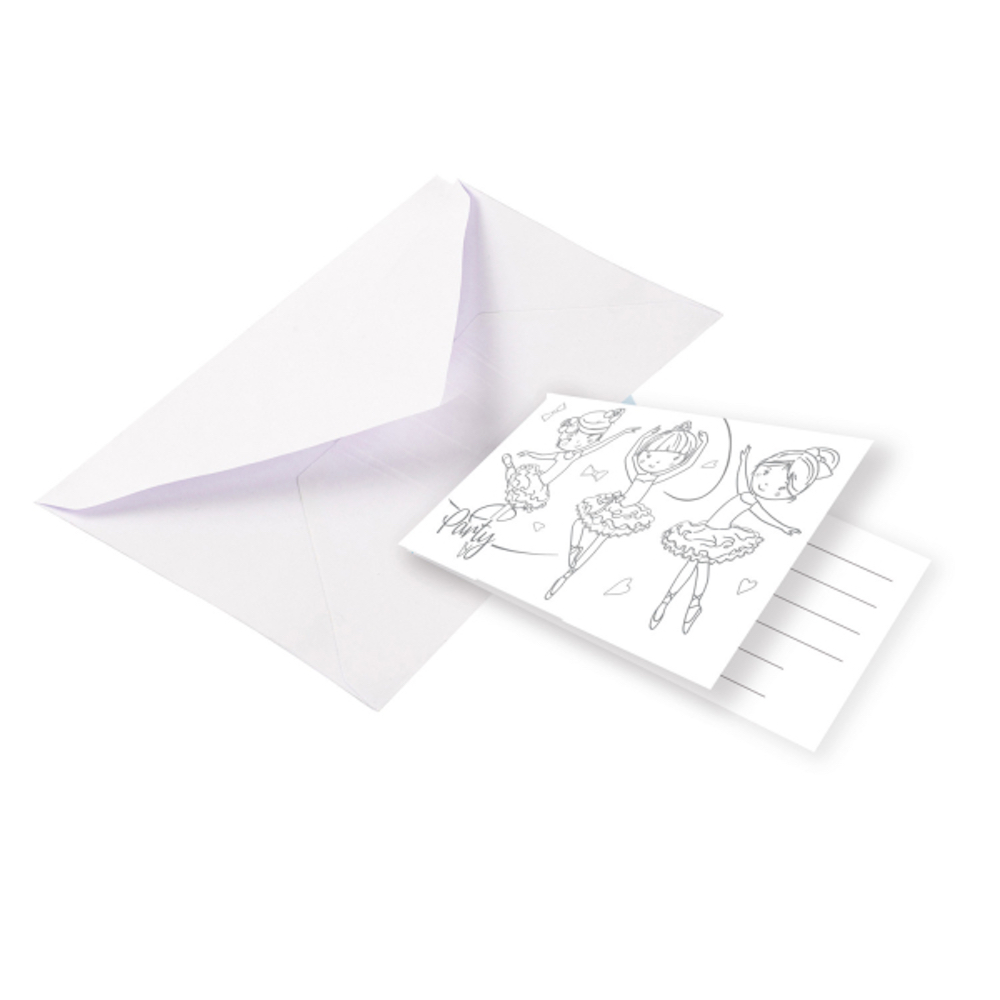 8 Einladungskarten & Umschläge Little Dancer Papier 8 x 14 cm