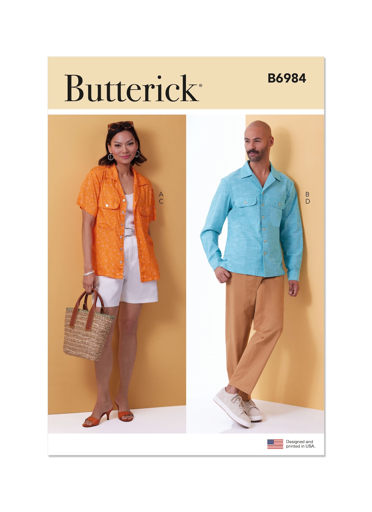 Butterick® Papierschnittmuster Damen & Herren Hemd - B6984