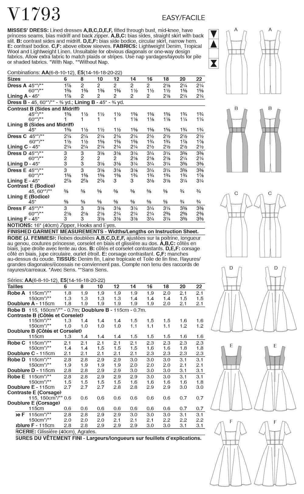 Vogue® Patterns Papierschnittmuster Damen - Kleid - V1793