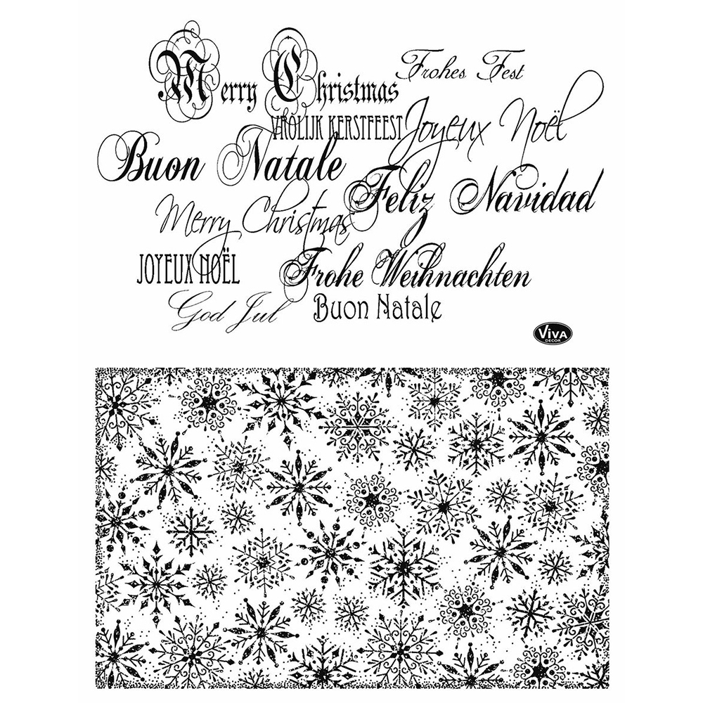 Clear stamp Silikonstempel - 14 x 18 cm - Weihnachtshintergrund und Schrift