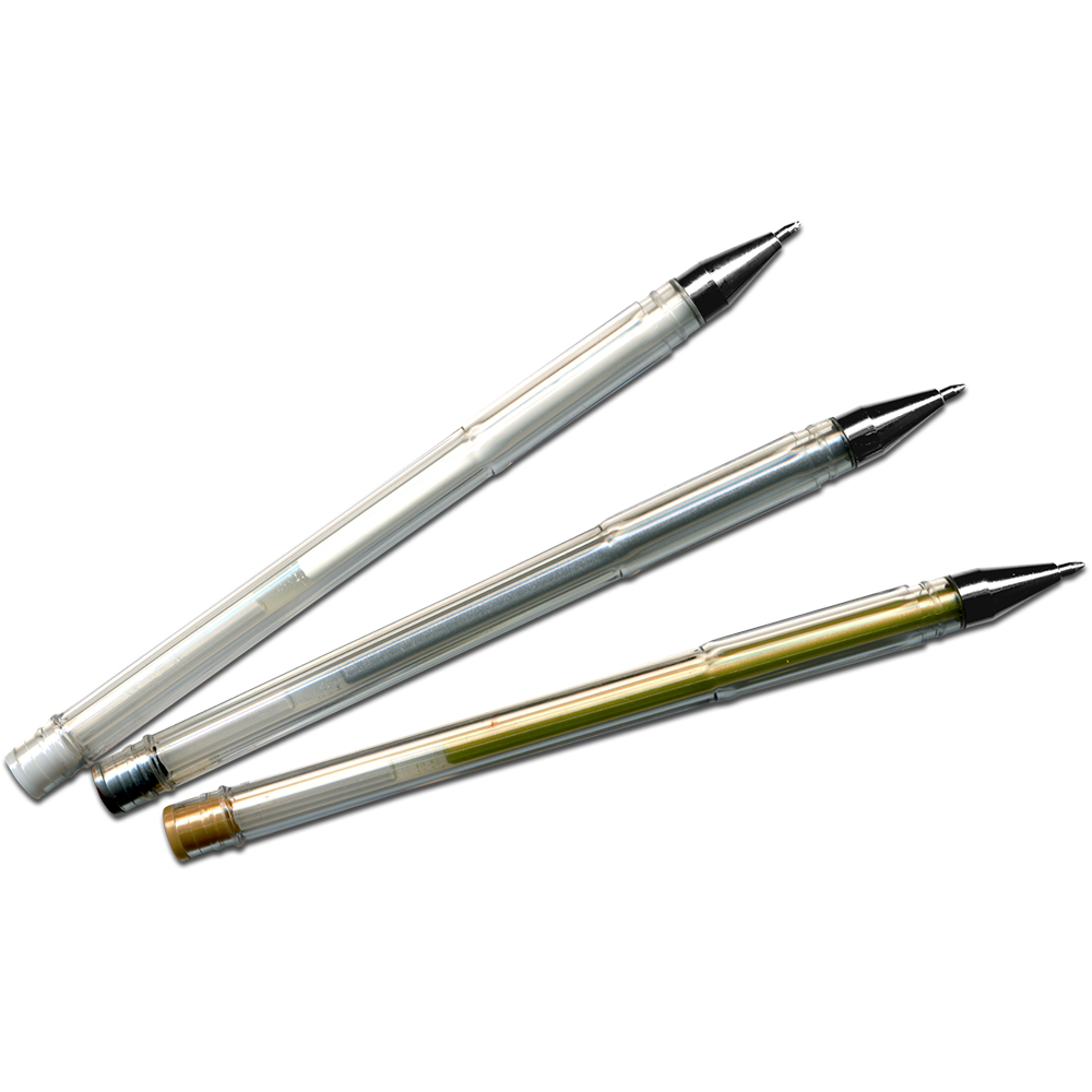 Metallic Gel-Stift 3er Set -gold, silber,weiß- B-Ware