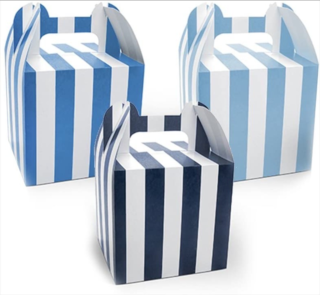 6 Geschenkboxen blau/weiß - Little Plane