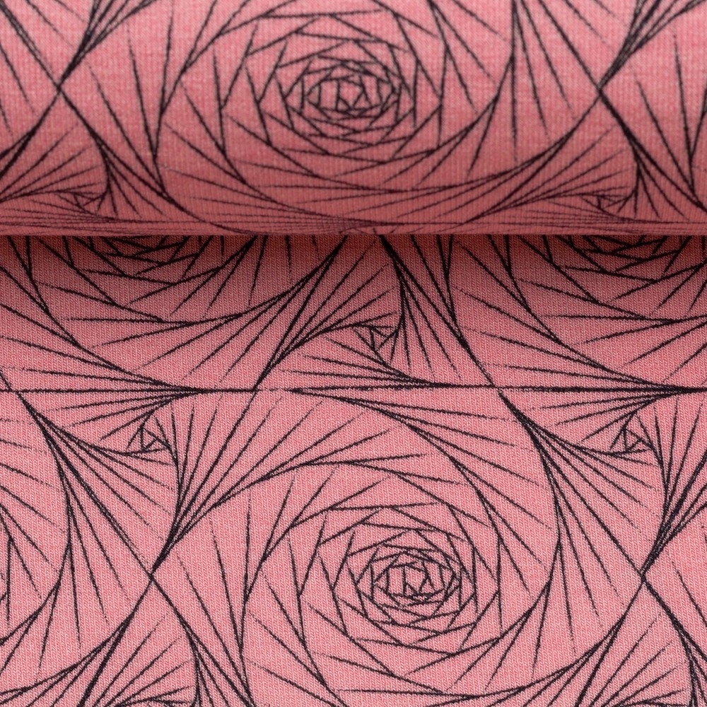 Viskose-Sweatstoff  Roses by Bienvenido Colorido - Rosa/grau,  Meterware (10cm)