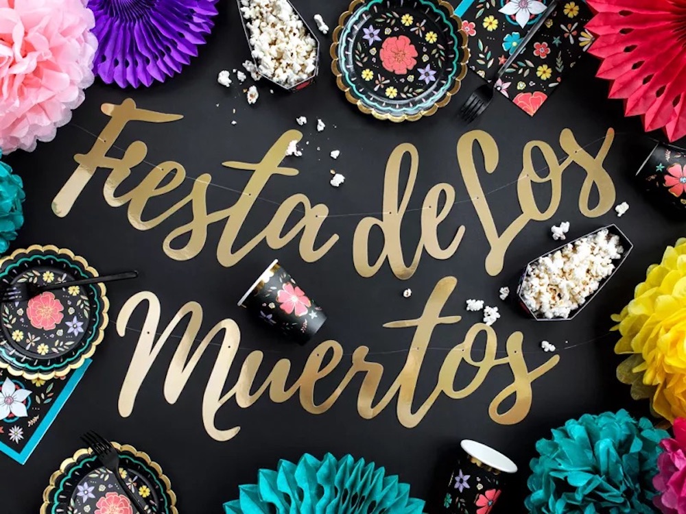 Banner, Fiesta de Los Muertos, gold, 22x160cm