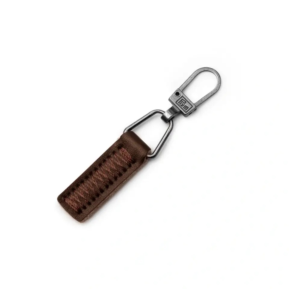 Fashion-Zipper, Lederimitat, braun  55 mm x 9 mm x 3 mm