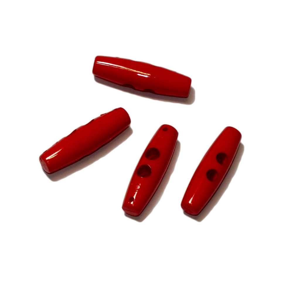 Knebelknopf, 2-Loch - Größe: 30mm - Farbe: Rot  1 Stck.