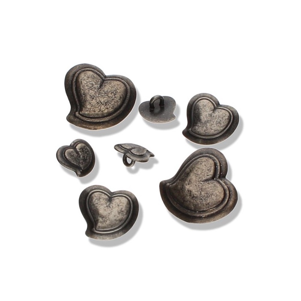 Trachtenknopf, Herz aus Metall mit Öse, 1 Stück