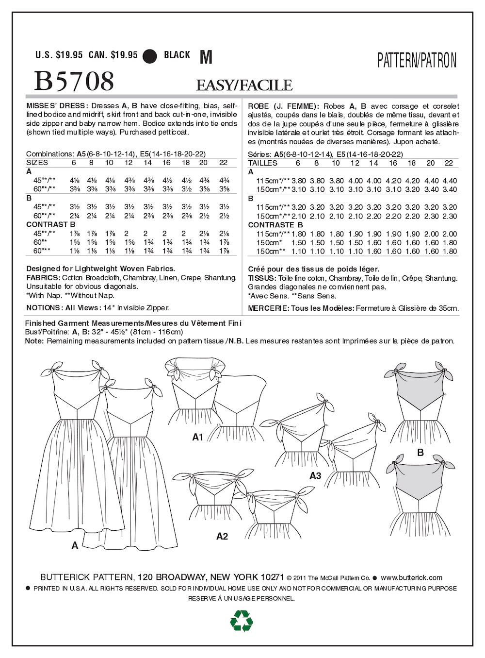 Butterick® Papierschnittmuster Retro '53 Kleid Damen B5708