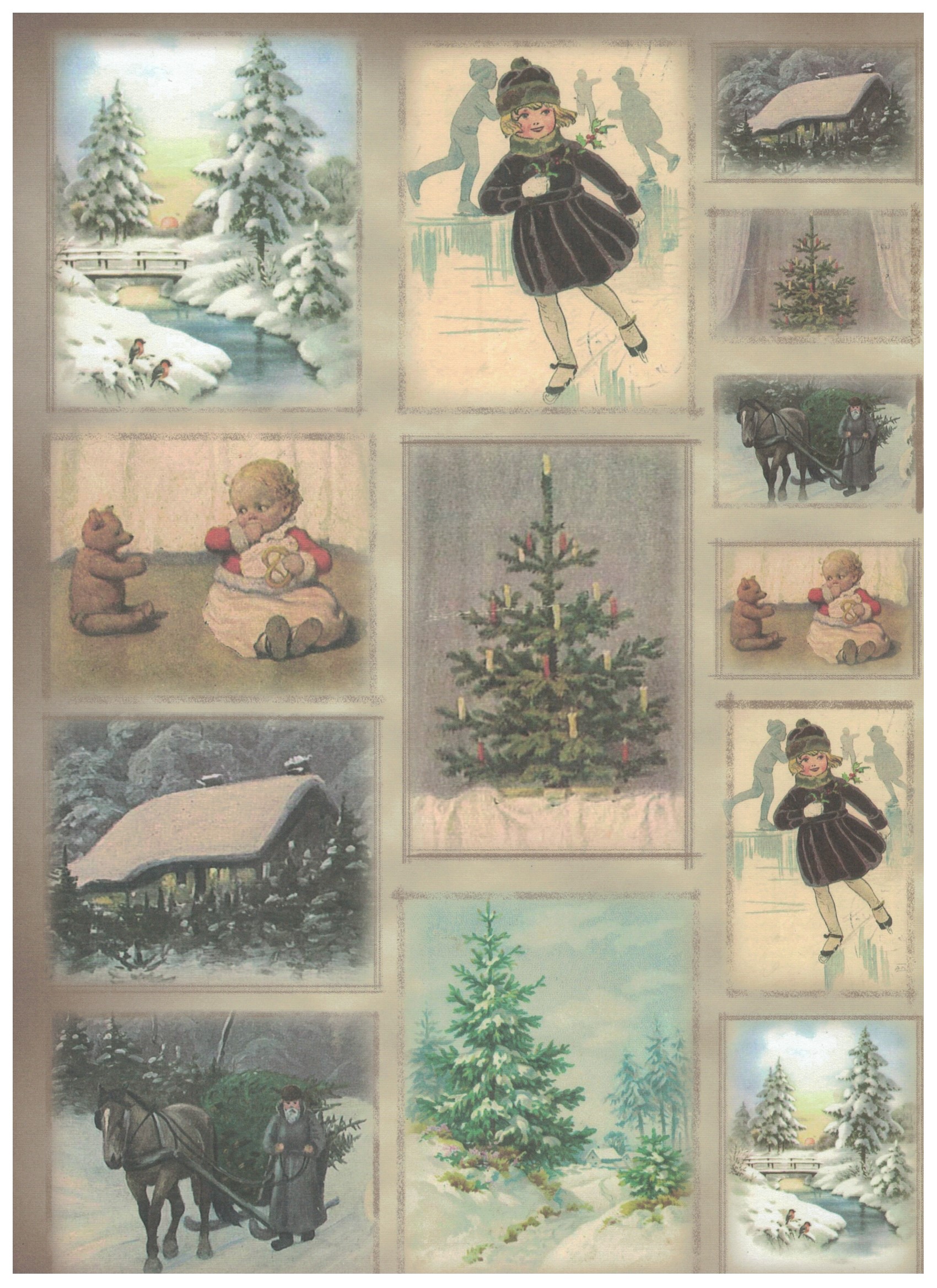 Scrapbook-Papier Design-Papier, 30,5x30,5 cm, 120 g, 1 Bogen  Winter Kinder Vintage