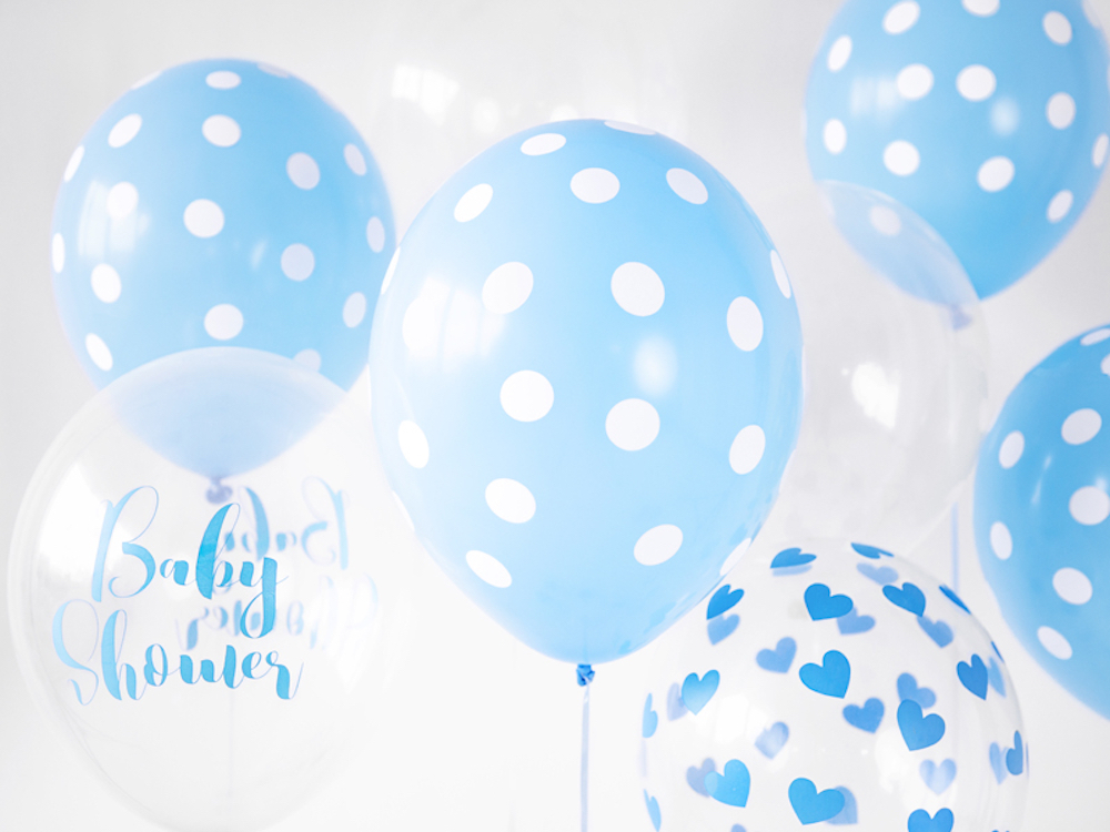 6 Latexballons - Punkte Babyblau - 30cm
