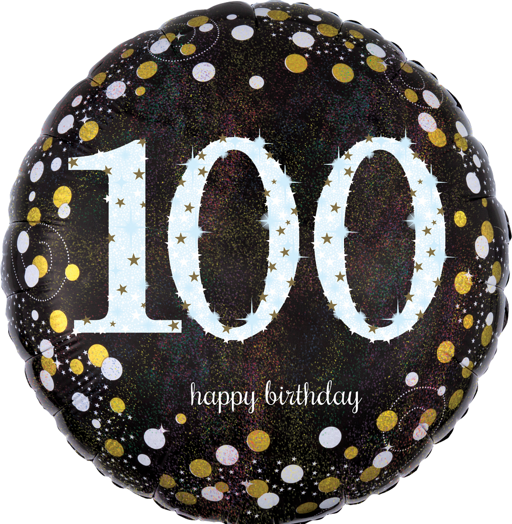 Folienballon rund - Zahl 100 - Sparkling Birthday - 45cm