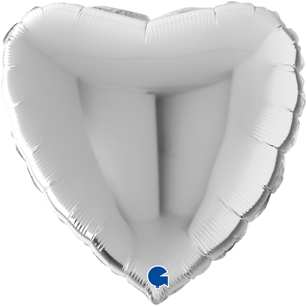 Ballon - Folienballon Herz silber 56cm