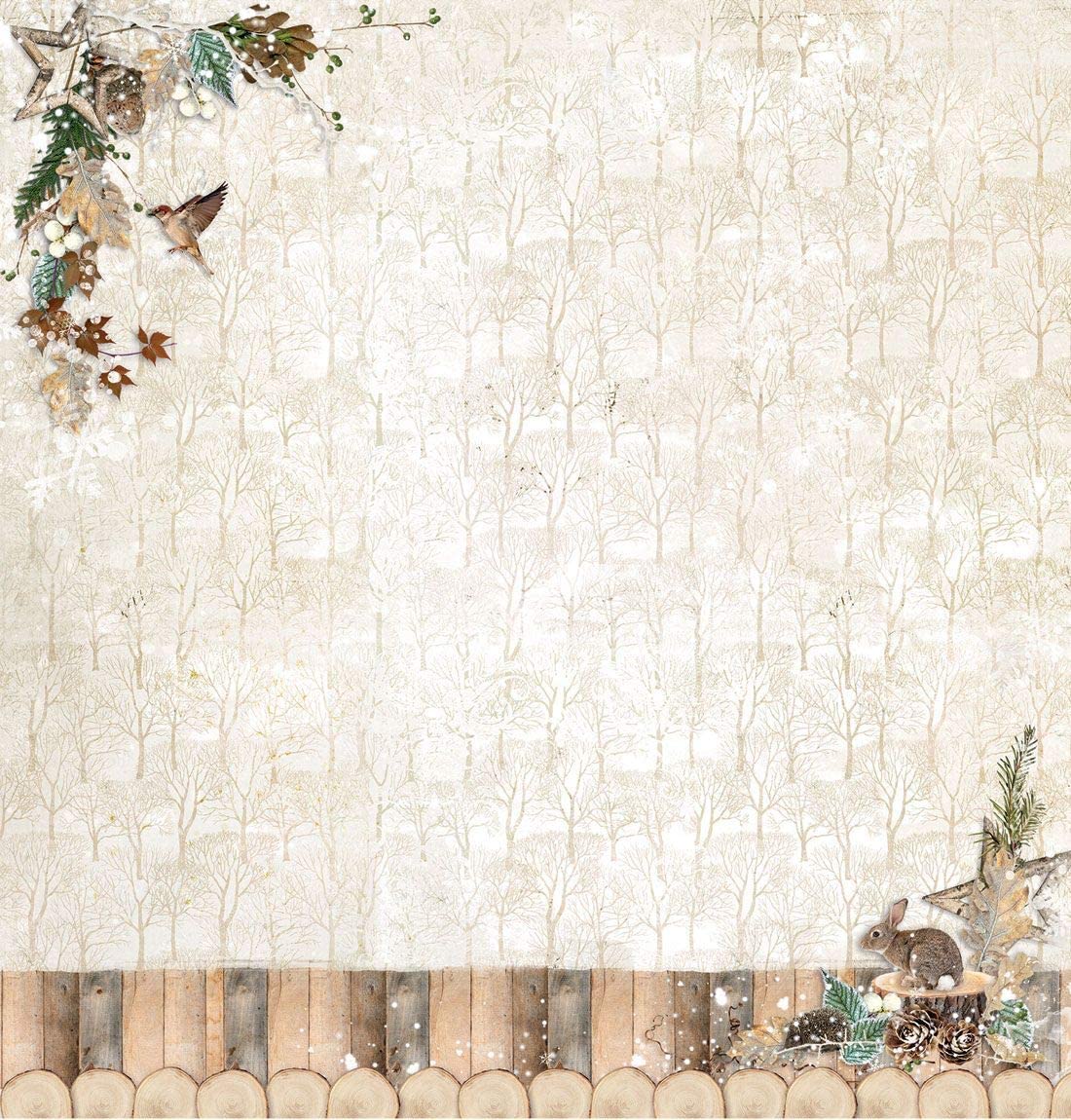 Scrapbook-Papier Doppelseitiges Papier, 30,5 x 30,5 cm, Wald Winter Tiere